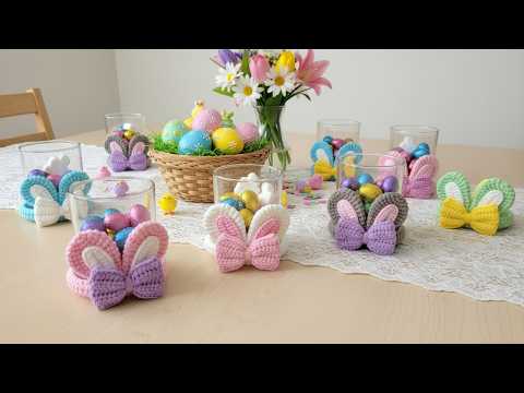 Crochet Easter Decoration 🐰 Bunny Coaster Crochet Tutorial ❀ Easy ❀ Step-by-step