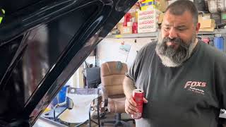 Gary’s 1965 Ford Ranchero - Bent valve cover straightening, passenger valve cover on, expansion tank