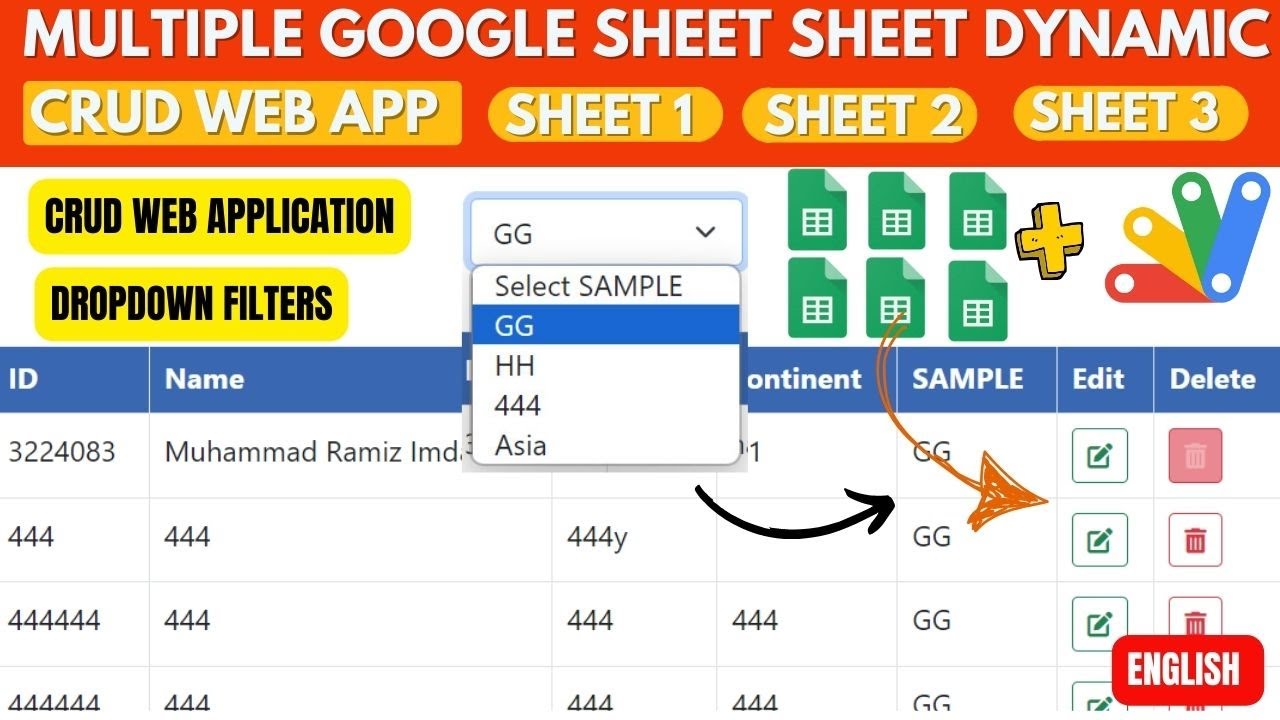 WEB APP Multiple Google Sheets CRUD | CRUD DATATABLE | CRUD WEB APP WITH FILTERS | B12
