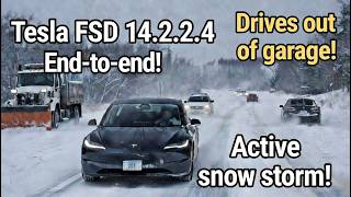 2024 Tesla Model 3 FSD 14.2.2.4 takes on snow storm!