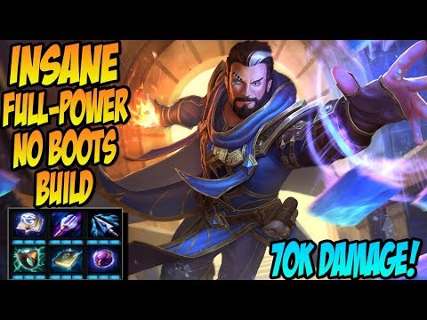 INSANE NO BOOTS FULL POWER MERLIN BUILD! 70K DAMAGE! - SMITE Season 6 Gameplay