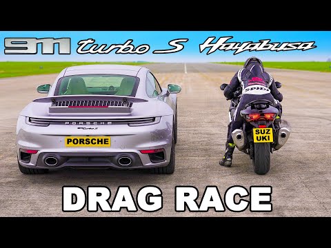 Porsche 911 Turbo S v Suzuki Hayabusa: DRAG RACE