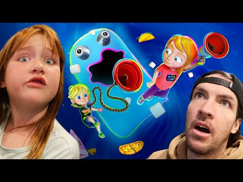 ADLEY and NiKO's new GRAPPLE GAME!!  Toilet Plunger Battle in a scary Rainbow Ghost Portal to escape
