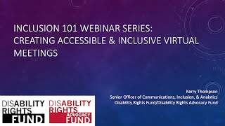 Inclusion Webinar #3: Creating Accessible &amp; Inclusive Virtual Meetings