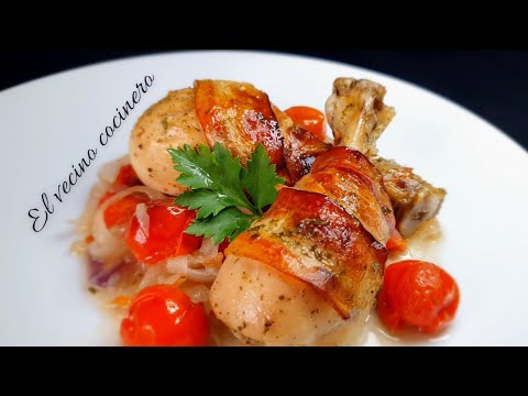 Muslos de POLLO🍗asados con bacon