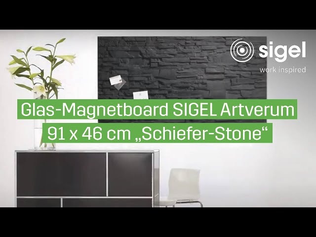 Video Teaser für Glas-Magnetboard artverum® 91 x 46 cm Design Schiefer-Stone - GL149