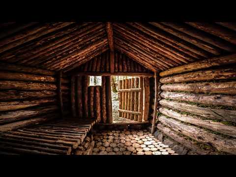 Building a Bushcraft Log Cabin for Survival | Catch & Cook | Start to Finish (Extended Version)