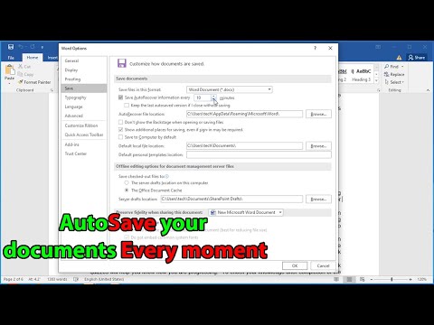How to turn on autosave in word for all documents