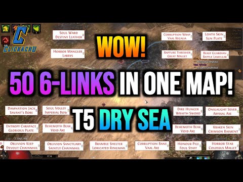 PoE Magic Find Maps (16) - 50 6-LINKS IN ONE MAP! - ICE SHOT MF BUILD - VAAL WINDS - T5 DRY SEA MAP