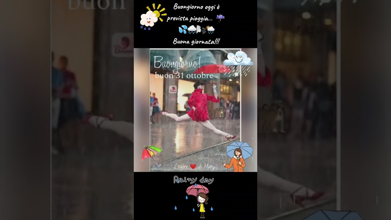 Buongiorno oggi è prevista pioggia…  ☔️ 💦🌧️🌬️🌦️Buona giornata!!!