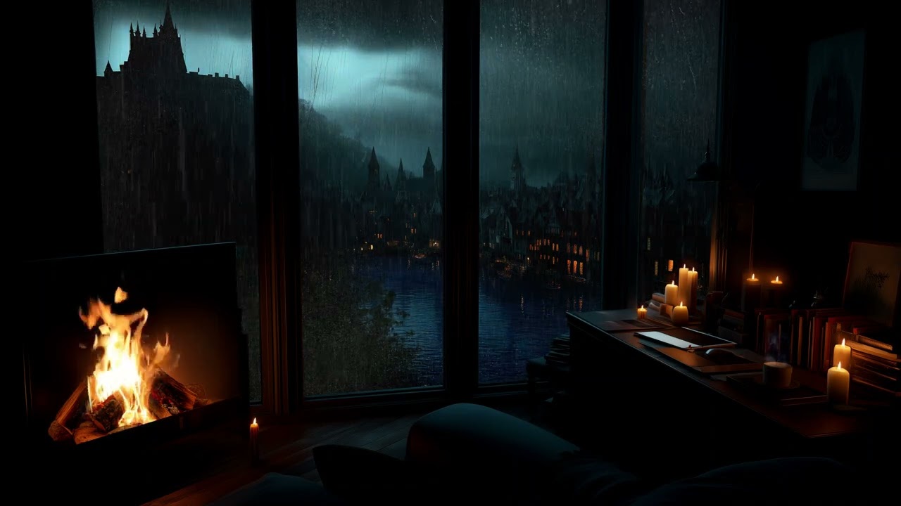 Dreamy Rain Sounds for Sleep – Thunder & Fireplace Comfort at Night, Insomnia & anxiety relief