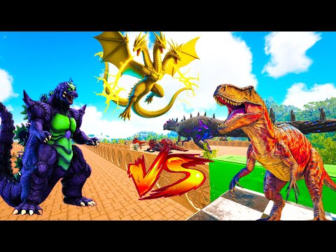 Ark Dinosaur Deathrun Vs Indoraptor Vs Spider T-rex - Ark Creature Survival Evolved
