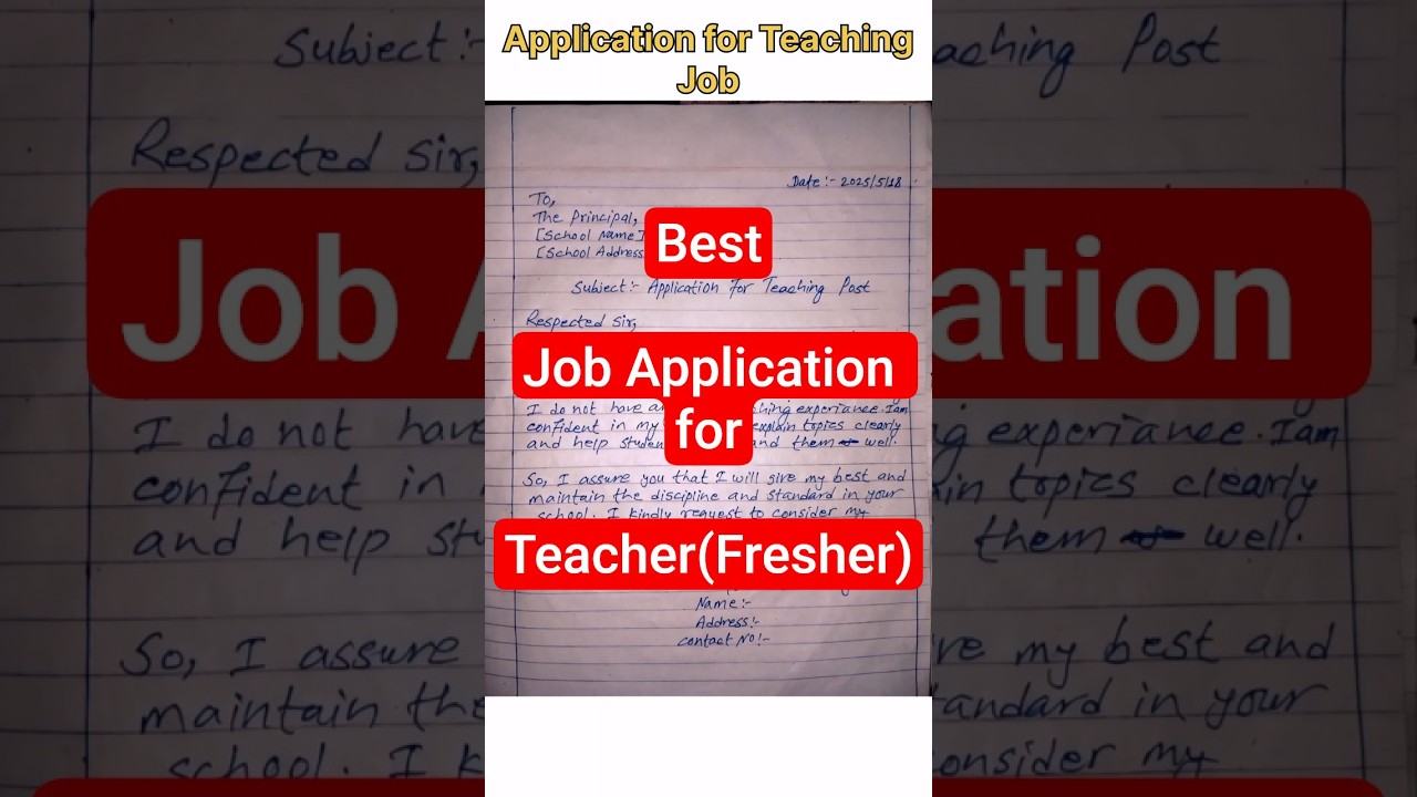 Job Application for Teachers | No  Experience | fresher job application for teaching