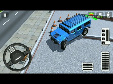 New hummer car driving blue car completed mission level of car