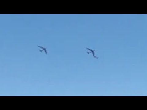 Two B52's Escorted By Two F15's Over Baton Rouge, Louisiana (Second Pass)