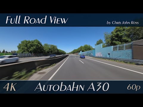 Autobahn (A30), Germany: Löhne - Kirchlengern - Hiddenhausen - Bünde - 4K (UHD/2160p/60p) Video