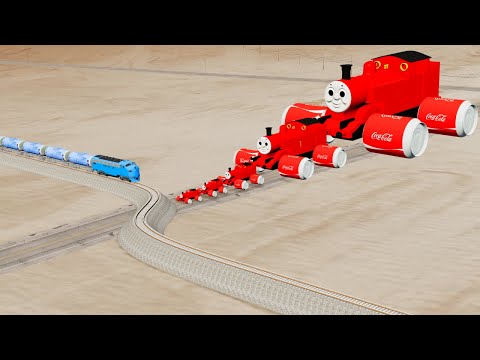 Big & Small Cola Soda Wheel Thomas The Tank Engine Vs Sharp Turn Rail Track Vs Train  - BeamNG.Drive