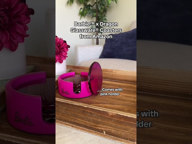 Vídeo relacionado con Dragon Glassware Barbie x Posavasos de Cristal Rosa para Bebidas, Utensilios de Bar para Mesa de café, Juego de Posavasos de Diamante con Soporte, Juego de 4