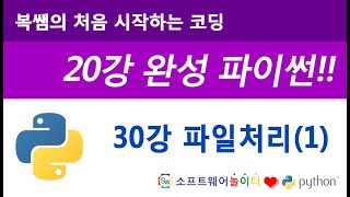 [파이썬 기초 강의] 30강 파일처리(1)