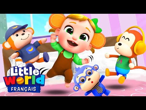 5 petits singes sautent sur le lit | Comptines pour les tout-petits | Little World Français