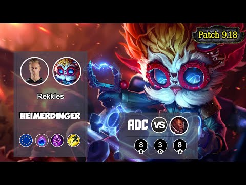 REKKLES Heimerdinger ADC VS Lucian | LOL | S9 EUW Challenger - Full Gameplay