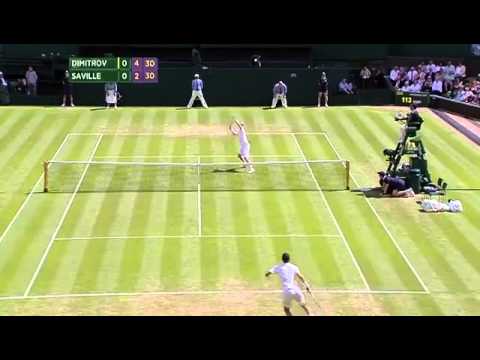Saville & Dimitrov duke out incredible rally - Wimbledon 2014