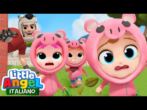 Storia Dei 3 Piccoli Porcellini 🐷🐺 Cartoni Animati con Gianni Piccino - Little Angel Italiano