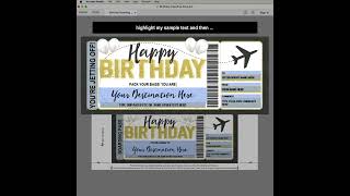 Printable Birthday Boarding Pass Plane Ticket Template #boardingpass #fakeplaneticket #surprisetrip
