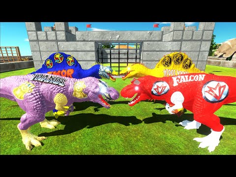 THANOS & THOR T REX CASTLE TEAM DEATH RUN - Animal Revolt Battle Simulator