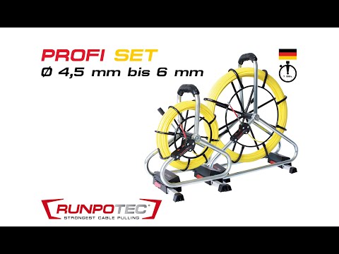 Profi-Set Glasfaserstab Ø 4,5mm Gewinde RG6 60m inkl. Haspel