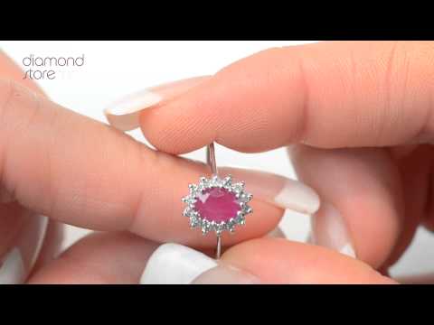 E5728 - Brilliant Ruby 0.68ct And Diamond 9K White Gold Ring