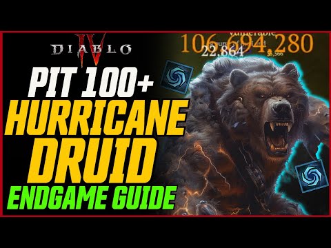 New BEST Druid Build! Pit 100+ Hurricane Druid // Diablo 4 Season 4 HurriCrit Druid