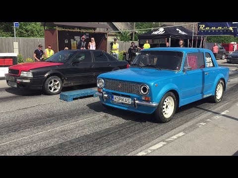 VAZ 2101 Coupe 4G63T vs Audi 80 B4 2.2T 20v 1/8 mile drag race