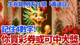 生肖龍注意！明天10月21號，農曆九月初一為「黃道日」，你的偏財旺！「這4個數字」一定要記住，買彩券或可中大獎！#生肖龍 #屬龍 #運勢 #財運 #偏財 #招財 #黃道吉日 #幸運數字 #風水 #命理