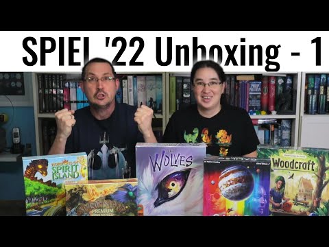 SPIEL '22 Unboxing - Teil 1: Woodcraft, The Wolves, Galileo Project & Horizons of Spirit Island