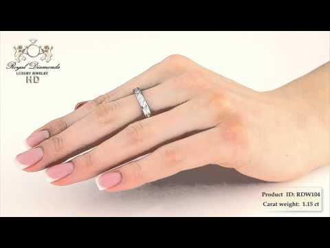 Diamantringe - RDW104W - 18kt Weißgold Eternity/Ehering mit Baguette Schliff Diamanten