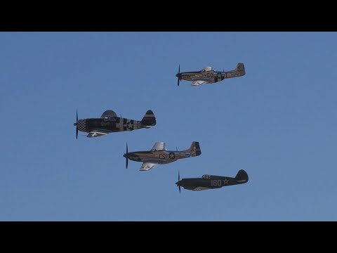 Warbirds. Capital Airshow. P-40, P-47, P51, P-38, and F4U Corsair. 4K 60fps. 2022