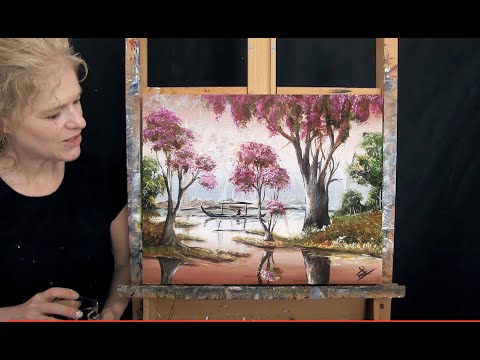 Learn How to Paint RIVERBOAT RIDE with Acrylic - Paint and Sip at Home - Fun Step by Step Tutorial