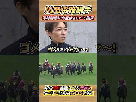 今度は菊花賞4コーナーで既に川田騎手が津村騎手に斜行謝罪していた！　#競馬  #菊花賞  #川田将雅  #津村明秀  #バステール  #shorts