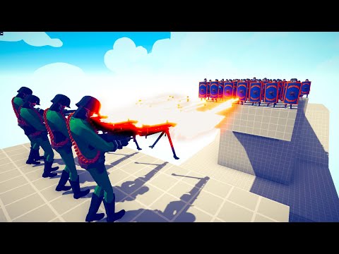 6x ARMY SOLDIERS (Machine Gun) VS 100x UNITS 🔫 | Totally Accurate Battle Simulator TABS