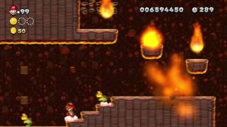 New Super Mario Bros. U - Peach's Castle-4: Firefall Cliffs