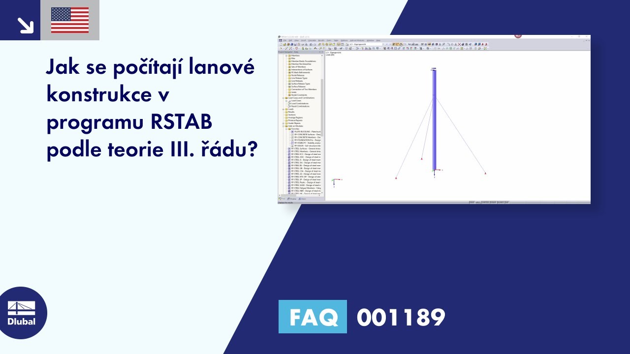 [EN] FAQ 001189 | Jak se počítají lanové konstrukce v programu RSTAB podle teorie III. řádu?