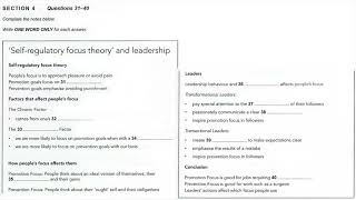 'Self-Regulatory focus theory' and leadership | IELTS LISTENING TEST | SECTION-4