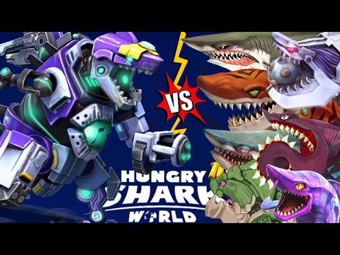 MECHA SHARKJIRA vs ALL !! SHARKS ! - Hungry Shark World 10th