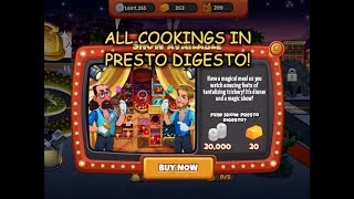 All Cookings in Presto Digesto! (Cooking Dash)