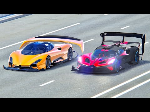 Bugatti Bolide GTR vs SSC Tuatara GTR - Drag Race 10 KM