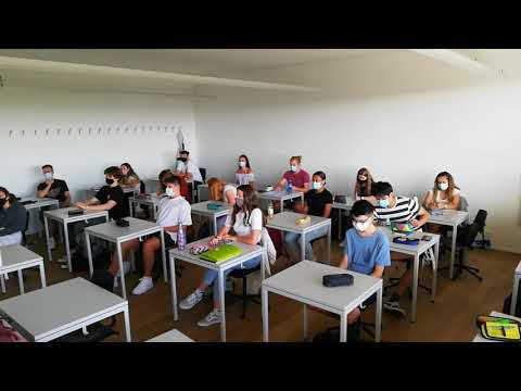 Schulstart am Kollegium Gambach mit Schutzmasken