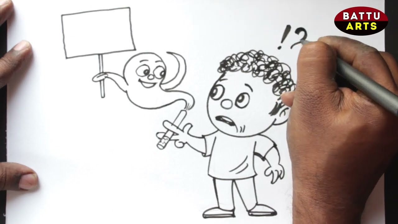 No Smoking Drawing  Creative Poster design sketch - no smoking please