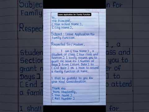 leave application for family function || leave application || learn creative handwriting ||