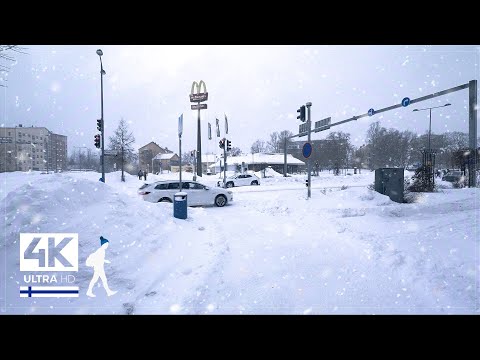 3 Hours of Heavy Snowfall Walks in Finland - Slow TV 4K